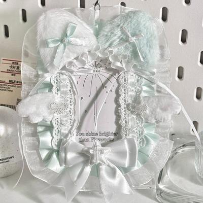 Cute DIY Plush Card Holder with Ribbon Anime Lace Photocard Case Lolita Idol Display Photo Protector Case