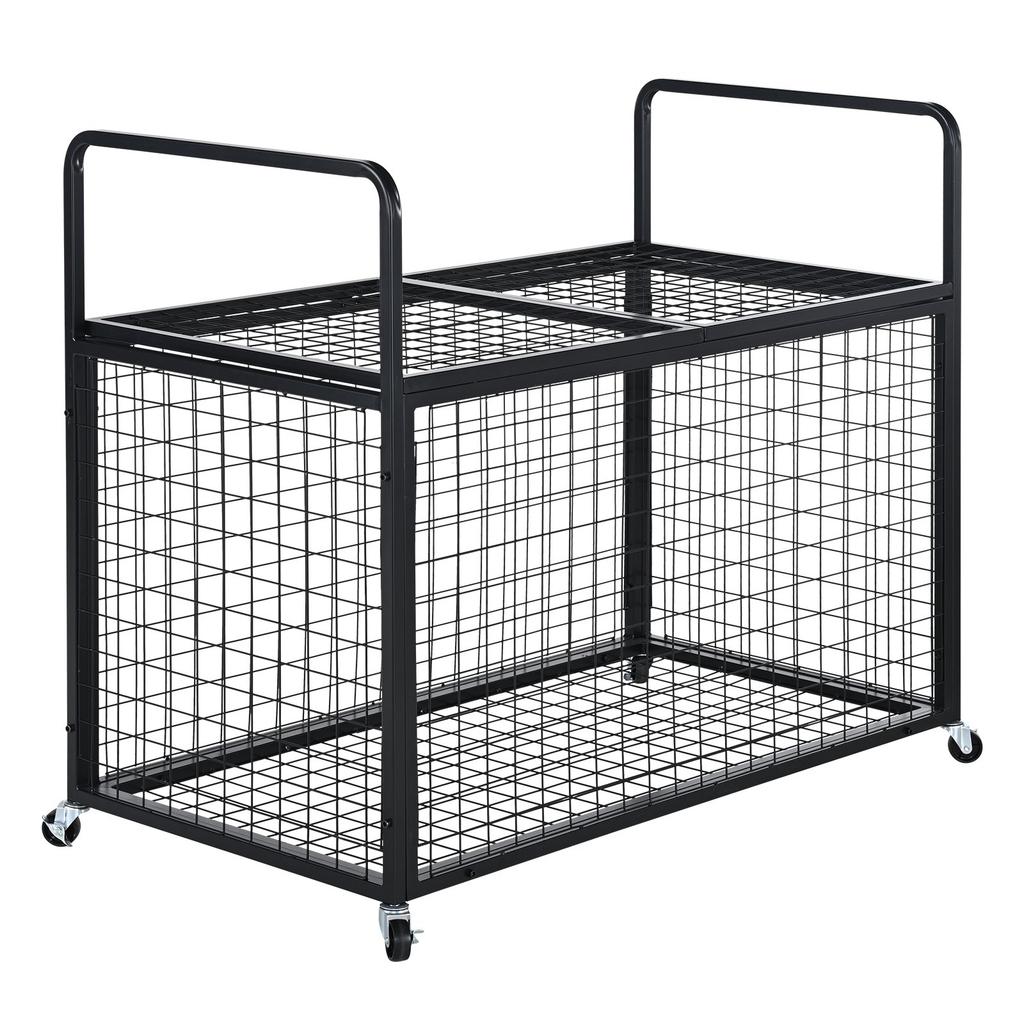 VEVOR Rolling Sports Ball Storage Cart, Lockable Basketball Cage with Double Lids, Sport Equipment Holder Organizer for Indoor Outdoor