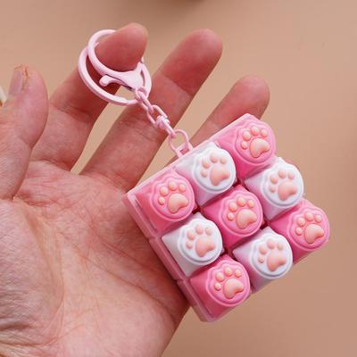 Kids  Childrens 9-Key Cat Claw Keyboard Keychain Fidget Toy Mechanical Press Buttons Sensory Decompression Toy For Adult Stress Relief