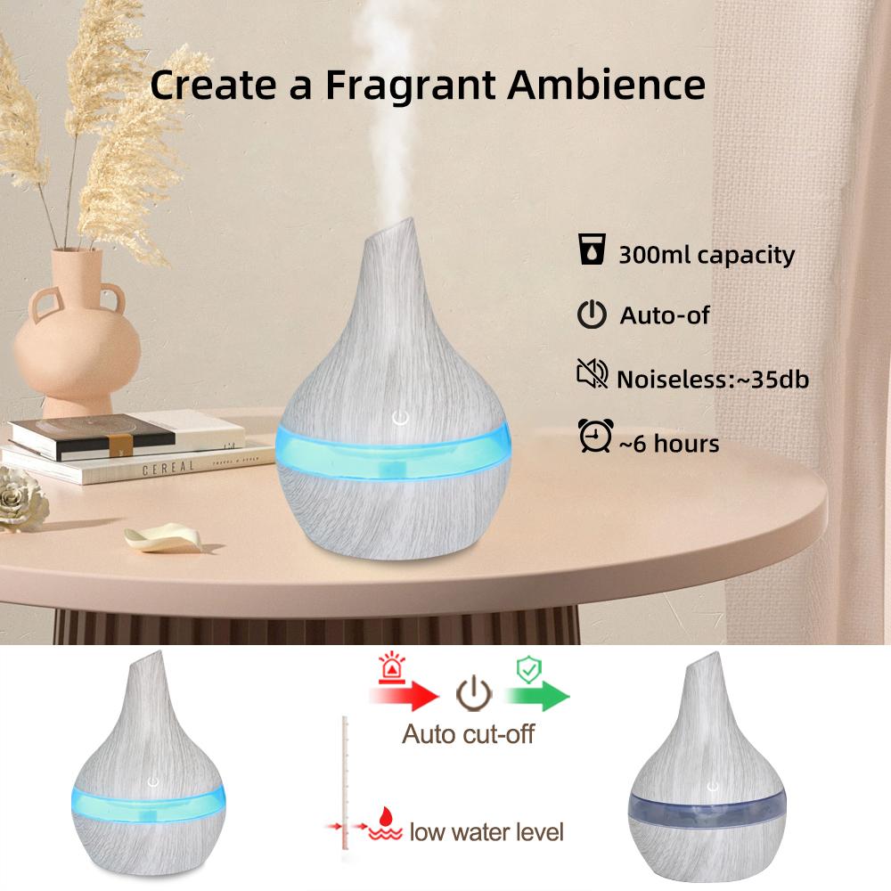 Mini USB Humidifier with Essential Oils, 300ml Portable Diffuser for Travel, Desk, Bedroom & Small Rooms  Cool Mist & Quiet Oper