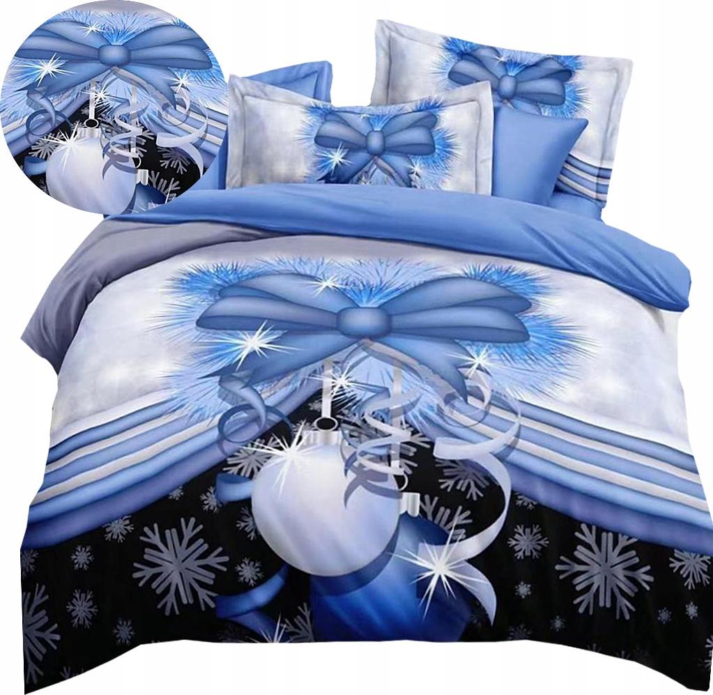 Christmas bedding cotton satin 160x200 + 2x70x80 Christmas tree, bubbles, Santa Claus