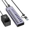 10-Port USB 3.0 Hub with Switch, Charging Type-C Port, One-to-Ten Splitter