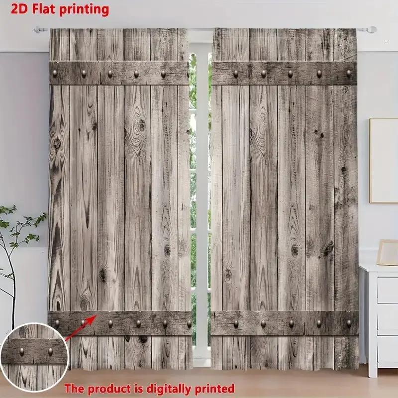 

Barn Door Pattern Printed Curtains Window Decorations Home Room Curtain Set Of 2 Classic Made Polyester Washable W100*H70(CM)-Grommet top&2PCS