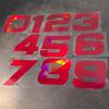 1pc Red Laser Number 0-9 Motorcycle Stickers Waterproof for Fairing Helmet Scooter Bicycle Frame Top Tube Universal Vinyl Decals