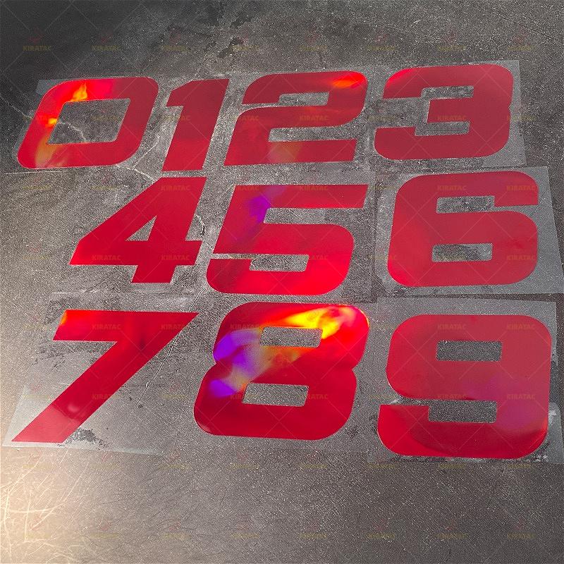 1pc Red Laser Number 0-9 Motorcycle Stickers Waterproof for Fairing Helmet Scooter Bicycle Frame Top Tube Universal Vinyl Decals