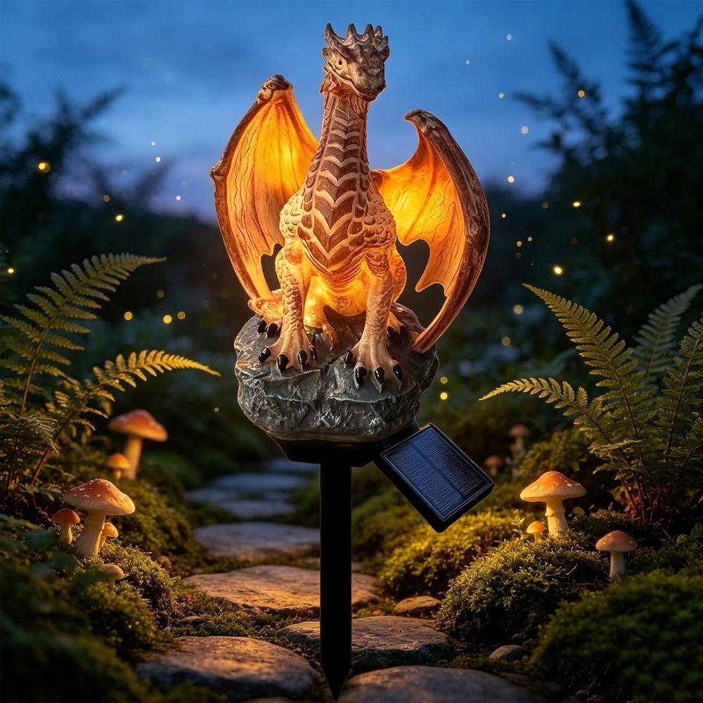Warm Night Glow Solar Garden Light Solar Powered Solar Stake Light Dragon Garden Light Patio Decor