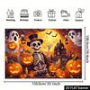 2D planar Halloween horror scene background fabric with a pumpkin ghost theme and glowing pumpkin lanterns.PMJ