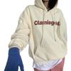 Padded Hooded Sweatshirt Women Autumn and Winter Loose Letter Printed Student Long Sleeve Tops Fashion Retro Versatile Sweatshirt