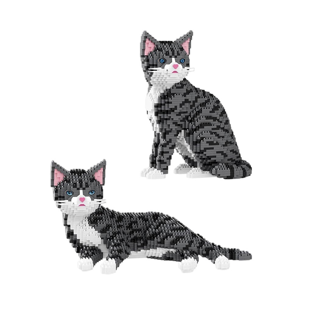 Building Block Animal Models Set Realistic Cat and Dog Figures Educational Puzzle Toy for Kids and Adults Creative Construction Kit