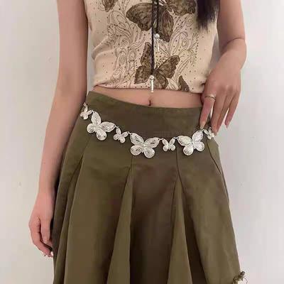 Retro Punk Schmetterling Taillenkette Damenmode Kreativ Bikini Übertriebene Streifen Einfache Taillenaccessoires