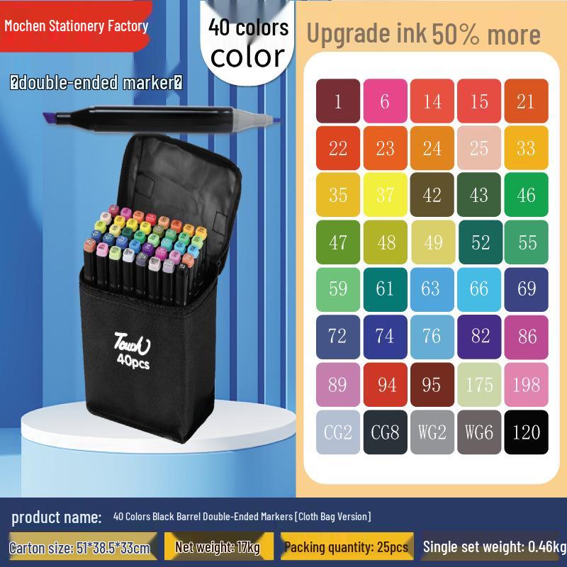 Double-Headed Quick-Drying Black Marker & Watercolor Pen Set for Kids