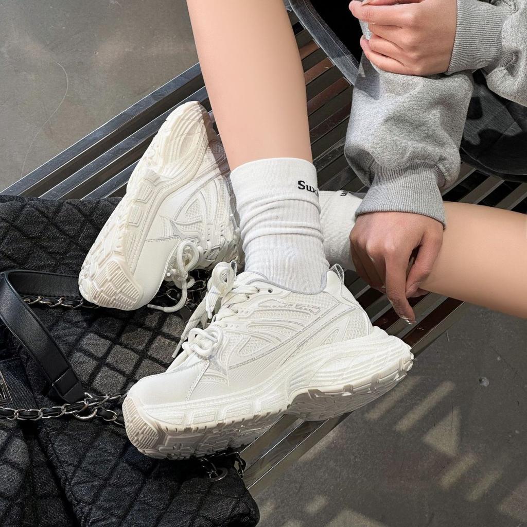 European Station Leather Silver Daddy Shoes Women's 2025 Spring New Thick-soled Heightening Versatile Comfortable Heightening Sneakers