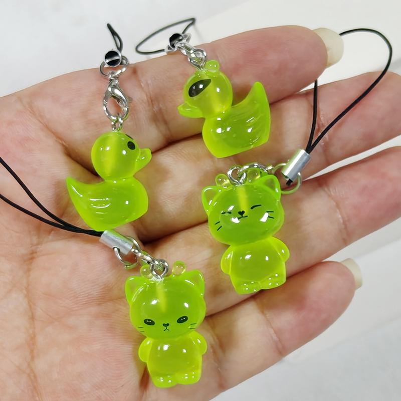Cute Glow In The Dark Cat Keychain Resin Mobile Phone Pendant Bag Charm Backpacks Purses Pendant Party Gift