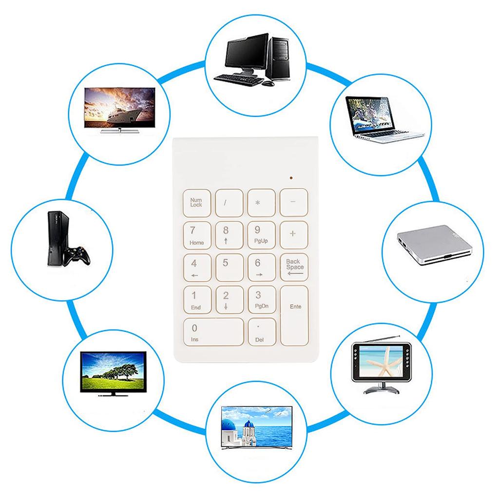 Wireless Numeric Keypad, 2.4GHz Portable Numeric Keypad with USB Receiver, Ergonomic Lightweight External Numeric Keypad, Mini PC Computer Accessory