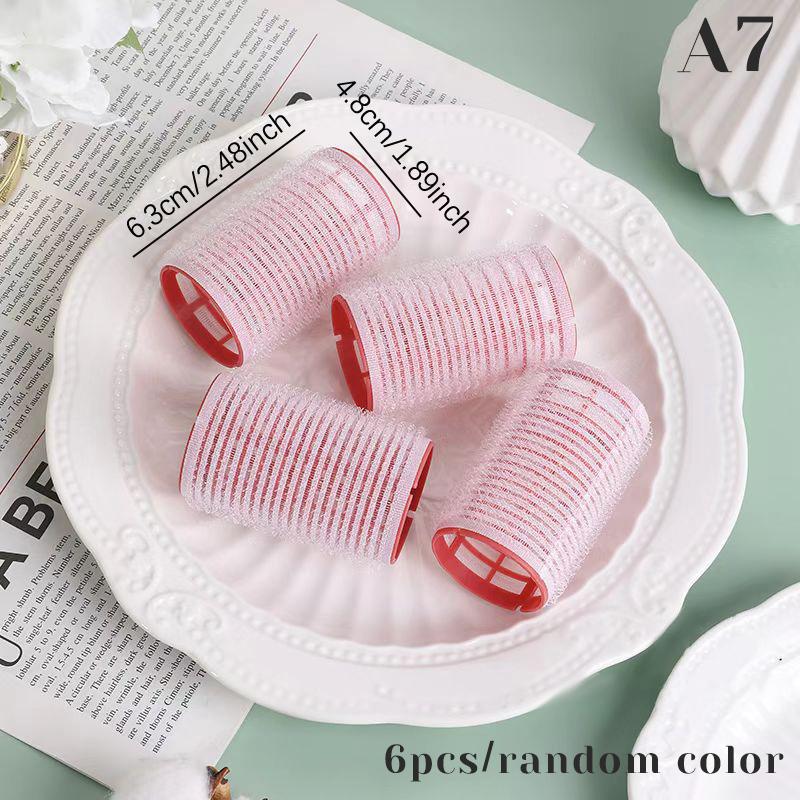6Pcs Hair Roller Set Self Grip Heatless Hair Curler Different Size No Heat Self-adhesive Curling Hairdressing Styling Tool
