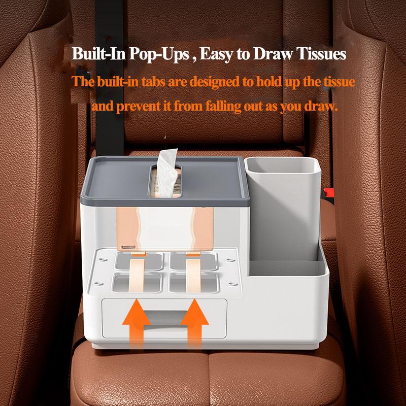 Car Armrest Box Storage Multifunctional 4 in 1 Car Storage Box Cup Holder Tissue Box Waste Bin Portable Organizer Interior Accessories