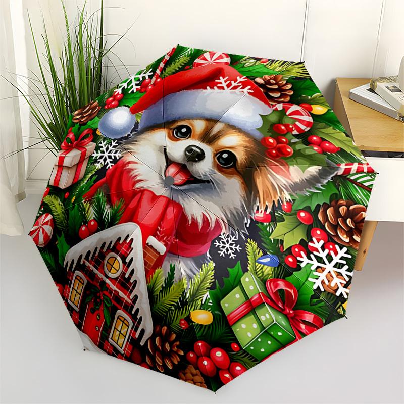 

1pc Christmas dog Automatic Umbrella Portable Home Essential Umbrella, Iron Umbrella Structure Suitable for All Seasons yy251123156