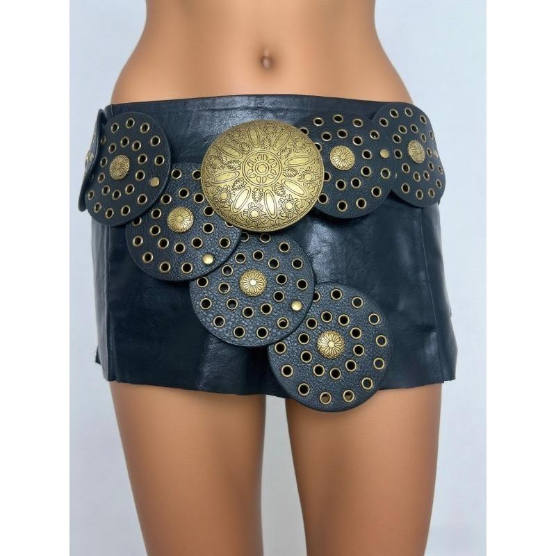 

A Collection of Unique Western-style Waist Belts with Hollowed-out Air Eyes, Carved Baroque and Retro American Waist Belts 108CM