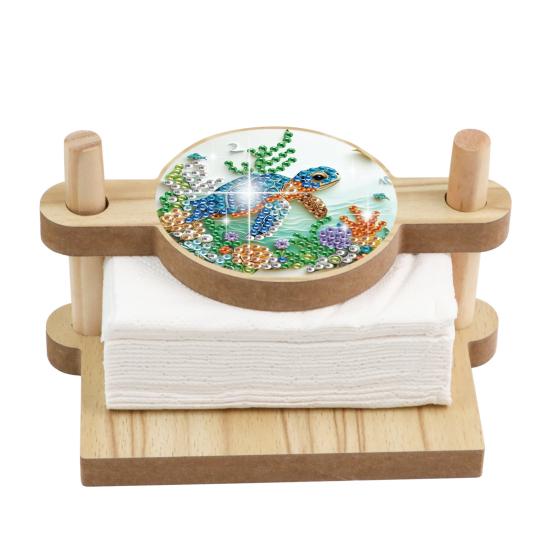 

Paper Towel Holder Wood Tabletop Faux Diamond Napkin Holder Art Craft Project Gift for Friends