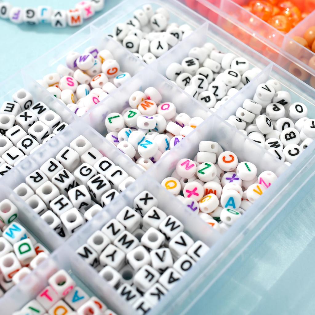 1977Pcs Pony Beads Kit for Bracelet Making 64 Colors 9mm Kandi Beads Set Plastic Pony Beads Bulk with 375pcs Letter Beads