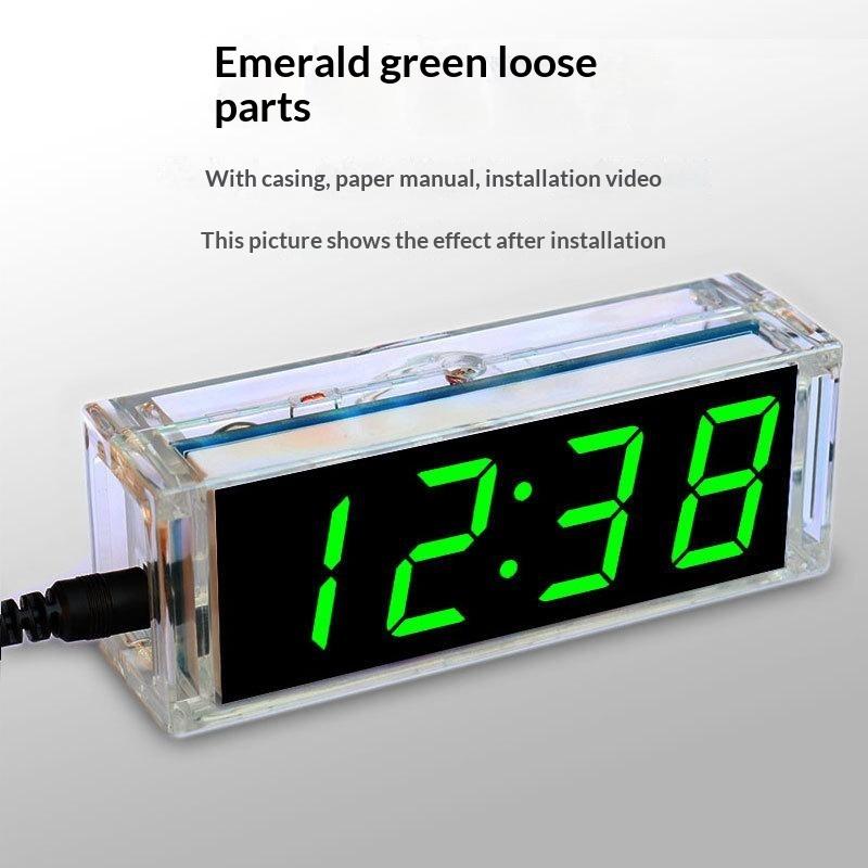 DIY MCU Electronic Clock LED Kit Light Control Temperature Thermometer Function for Desktop Bedroom Night Stand Decor
