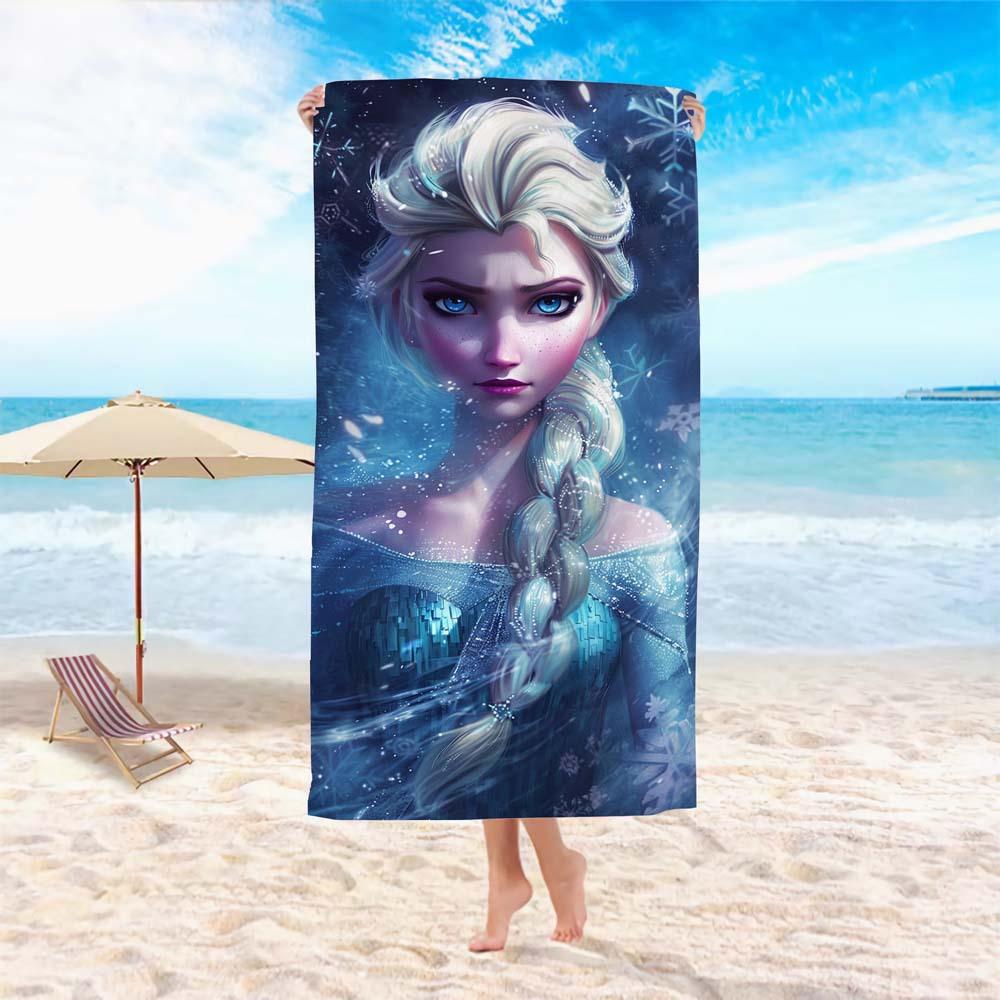 Princess Style Cartoon Printed Microfiber Beach Towel Soft Water Absorbent Bath Towel For Girls
