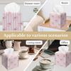 Pink Bow Stripes Tissue Box Cover, Cute Preppy Leather Tissue Box-Waterproof, Aesthetic Home Decor for Desktop Living Room Vanity Office, Gift Idea