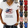 Women's Casual V Neck Short Sleeve Pullover Printed T-Shirt Top