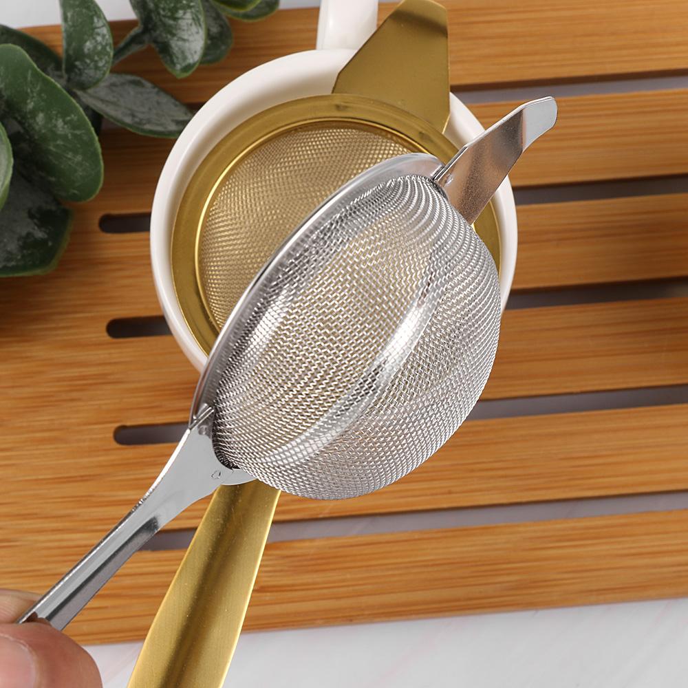 New 1set Reusable Fine Tea Strainer Filters Kongfu Stainless Steel Mesh Colander Reusable Teapot Infuser With Handle