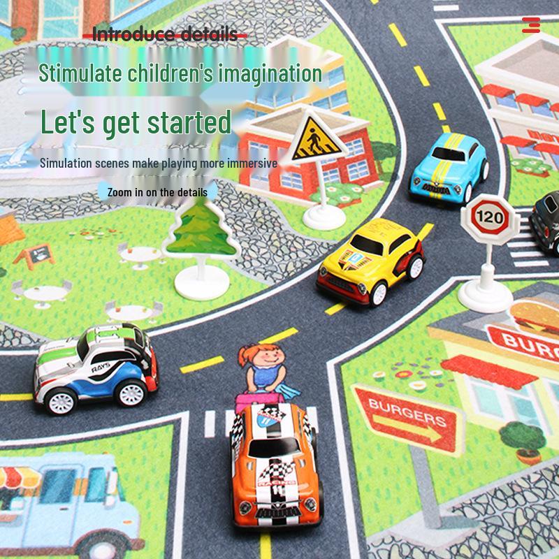 Traffic Signal and Light Educational Set: Safety Teaching Aids, Road Signs, Car Models, and Parking Scene Map