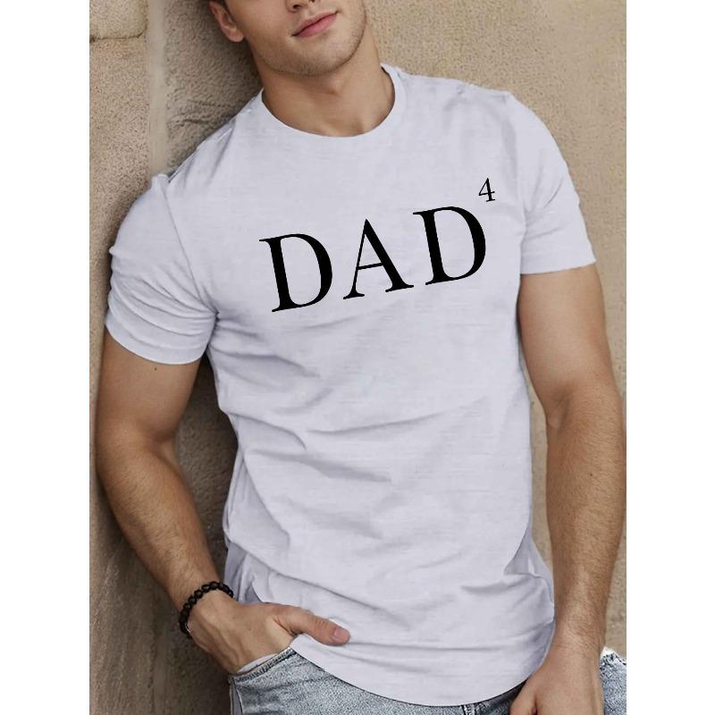 European Size Dad Polyester T-Shirt - Casual Crew Neck Short Sleeve Top with Slight Stretch, Geometric Pattern Knit Fabric for Adult - Summer Tee