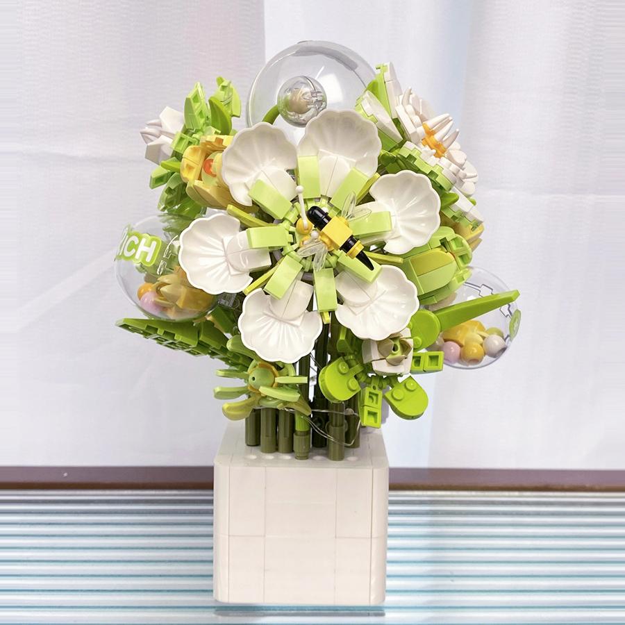 Non-Toxic Creative Diy Hand-Held Bouquet Building Block Sets Flowers Bricks Assembly Toys Children Mother'S Day Valentine'S Day Gifts