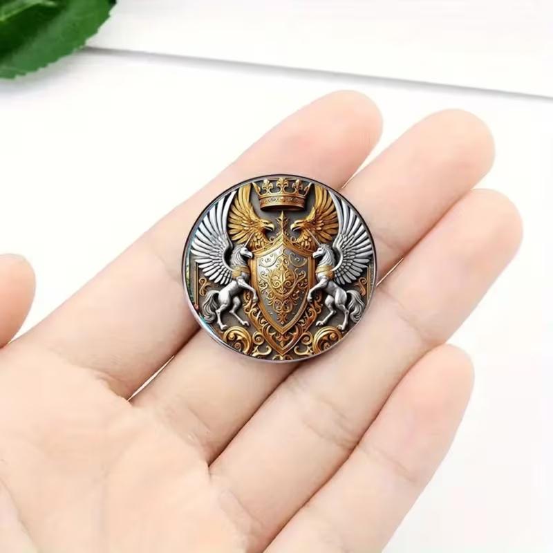 Broche Faucons en Acier Inoxydable Premium Style Gothique Double Tête Broche de Reverber pour Décoration Robuste