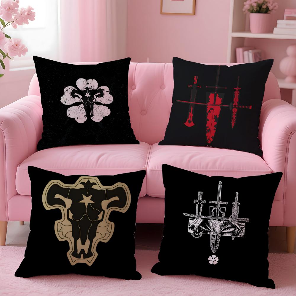 bBlack Clover Pillow Anime Manga Cushion Cover Pillow Case Soft Friendly Fabric Concealed Zipper