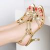 Fashion 2025 Summer High Heel Sandals Women's New Bohemian Diamond Inlaid Buckle Stiletto Shoes Elegant Fashion Roman Beach Shoes