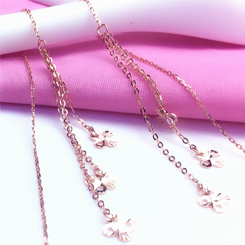 Color Gold Purple Gold Shiny Flower Earrings Exquisite Delicate Rose Gold Fringed Earrings