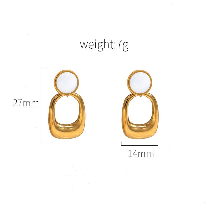 Women'S Temperament Commuter Model Office Worker Opal Titanium Steel High-End Temperament Fashionable Versatile Popular Earrings