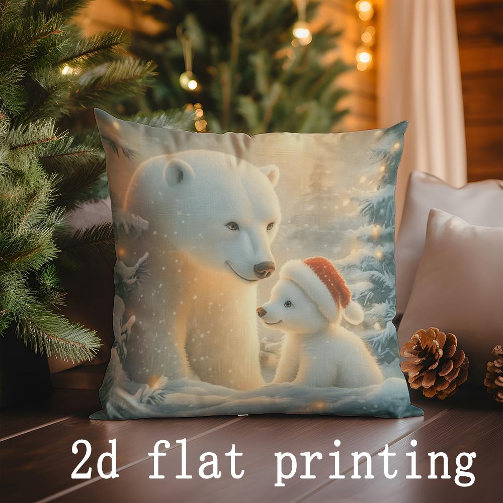 Heimdeko Niedliche Eisbären Weihnachtskissen Geeignet für Sofa Schlafzimmer Auto Kissenbezug Kissen Rechteckiges Rückenkissen