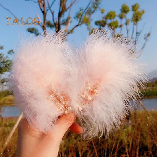 1 Paar Haarspangen für Damen, Federdekor, Kunstperlen, dekorative Haarnadeln im japanischen Stil, Haarschmuck für den Alltag