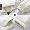 Mens Mid-Length Down Jacket Winter Warm Hooded Parka Outdoor Ski Hiking Loose Fit Solid Color 86-90% White Duck