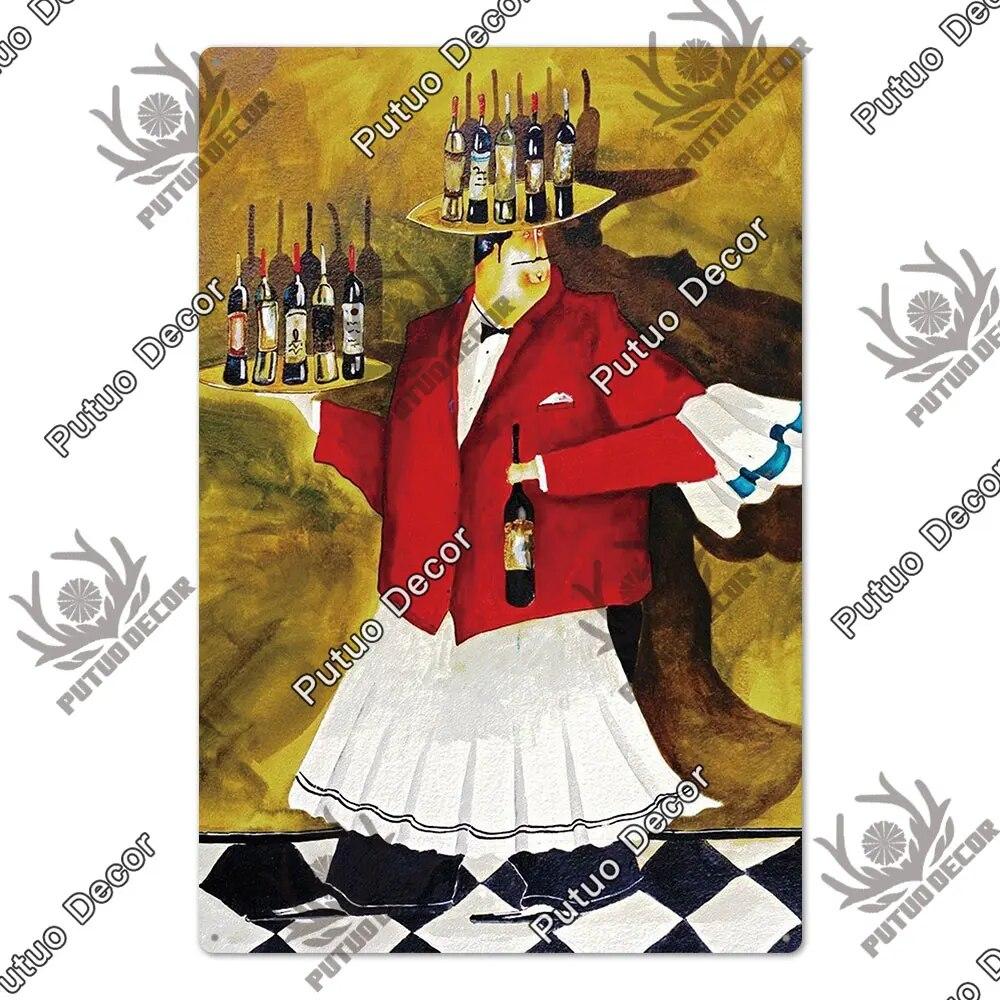 Putuo Decor Chef Metal Painting Retro Tin Sign Cook Kitchen Vintage Wall Decor Restaurant Diner Bistro