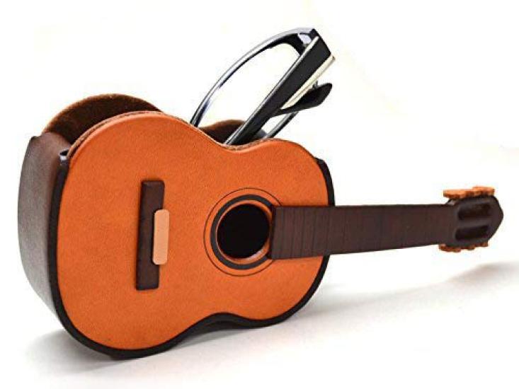 Genuine Leather Guitar Glasses Stand in Handmade by [VANCA] [Made Japan, Artisans]