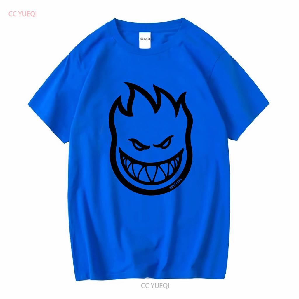 Spitfire Wheels BIGHEAD LOGO Skateboard T Shirt CHARCOAL BLACK Vintage Washed Fashion Graphic Versatile Comfortable Casual