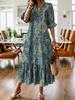 2026 Spring Arrival: European & American Street Style V-neck Irregular Skirt Slim Fit Women's Dress