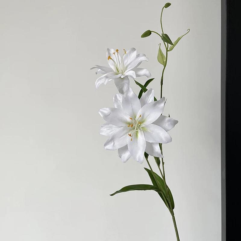 70cm Artificial Lily Flower with 2 Big Blooms Artificial Flowers for Wedding Home DIY Decor Elegant Floral Arrangements