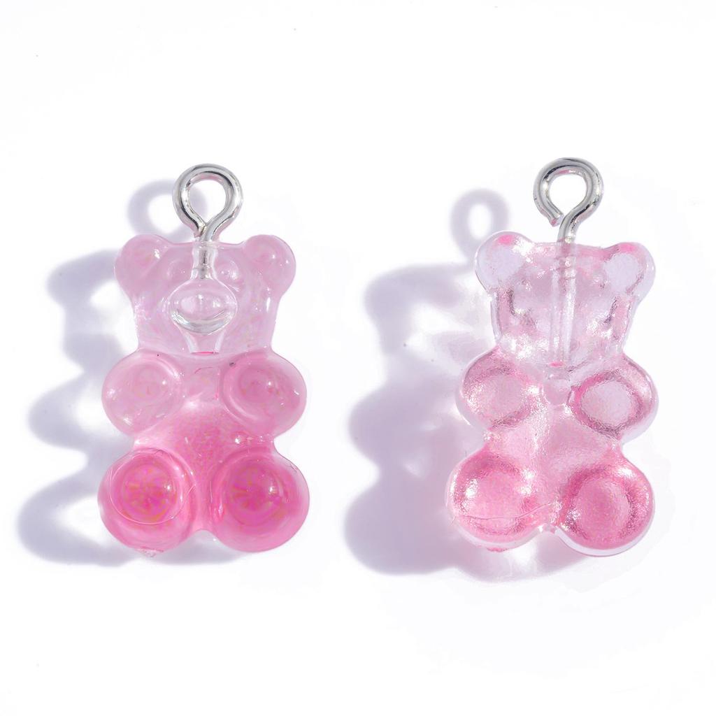 Colorful Transparent Bear Resin Pendant for DIY Jewelry and Keychains