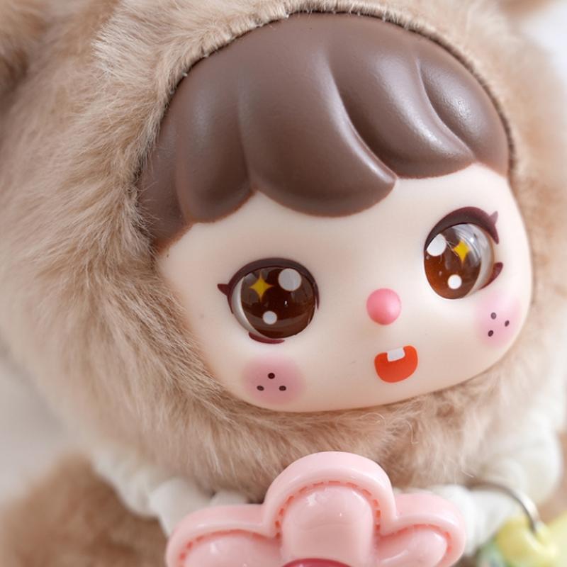 Fluffy Plush Vinyl Doll Keychain Cute Kawaii Animal Cosplay Design Pendant for Handbag Purse Key Accessory Girls Gift