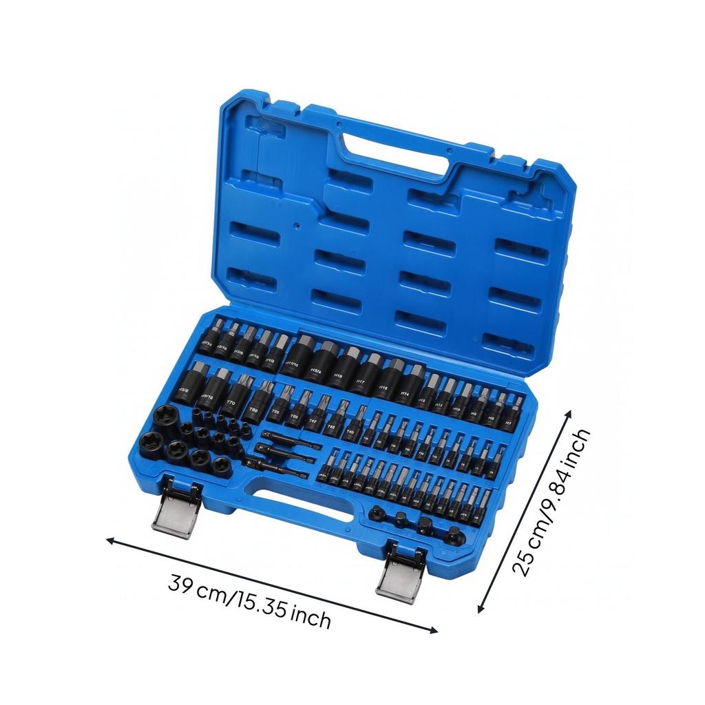 71 Pieces Drive Socket and Kit Labeled Portable Tool with Storage