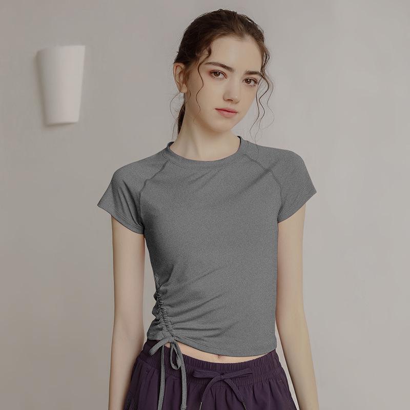 

D0006 Женская быстросохнущая футболка для йоги облегающего кроя - Дышащий летний спортивный топ с коротким рукавом M (suggested for 95-110 lbs)