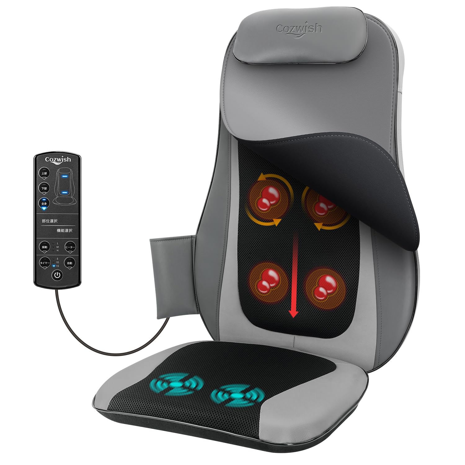 

Массажное кресло Cozwish Massage Massage Massage Seat для талии и спины, 3 уровня нагрева, низкое, легкое для домашнего рабочего места, сиденья, машины, стула, оборудования,